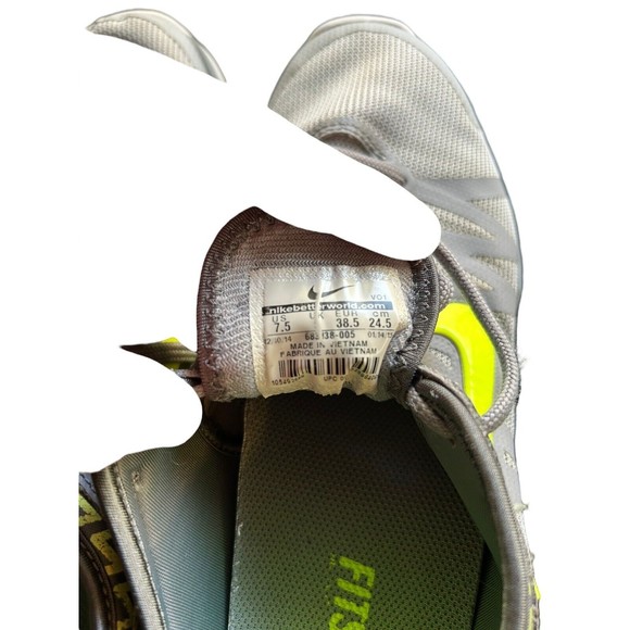 Nike Training Flex Supreme TR3 Women's Running Shoes Gray Neon Yellow Size 7.5 - Picture 7 of 7